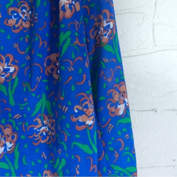 Vintage 70s Retro Blouse Top Shirt Polyester Blue - Picture 3 of 4